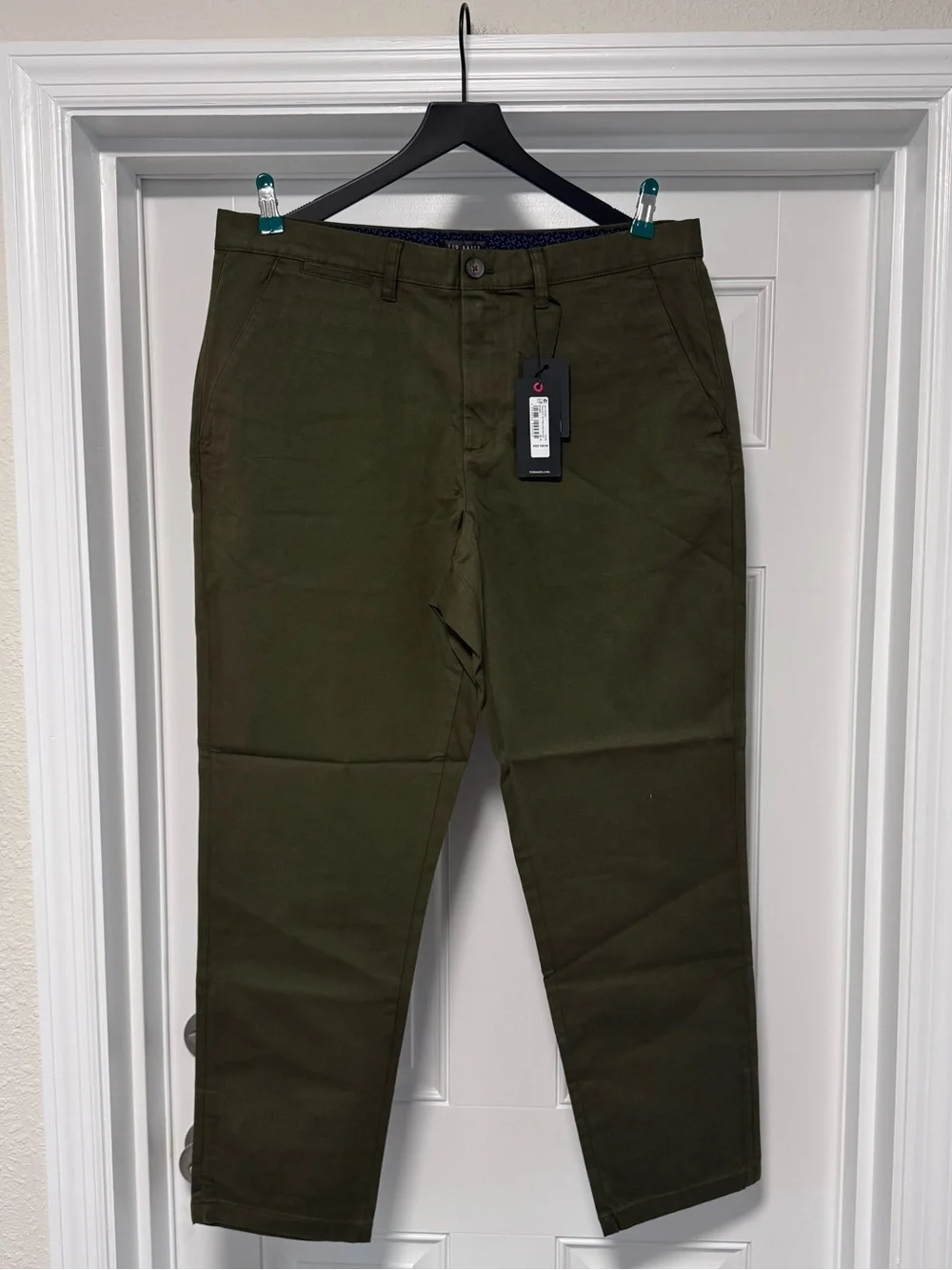 NWT Ted Baker London Regular Fit Textured Chino Trouser - Olive Khaki Size 36R